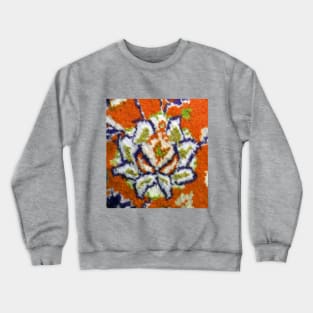 orange flower, flower design, floral designs, minimal art, abstract art, floral pattern, antique rug photo , For custom orders please DM me. Crewneck Sweatshirt